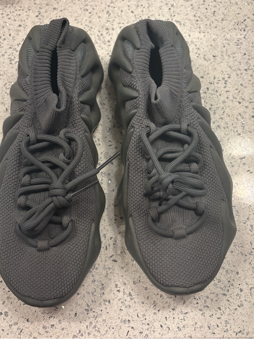 Yeezy Men's Athletic Knit Sneakers in Charcoal